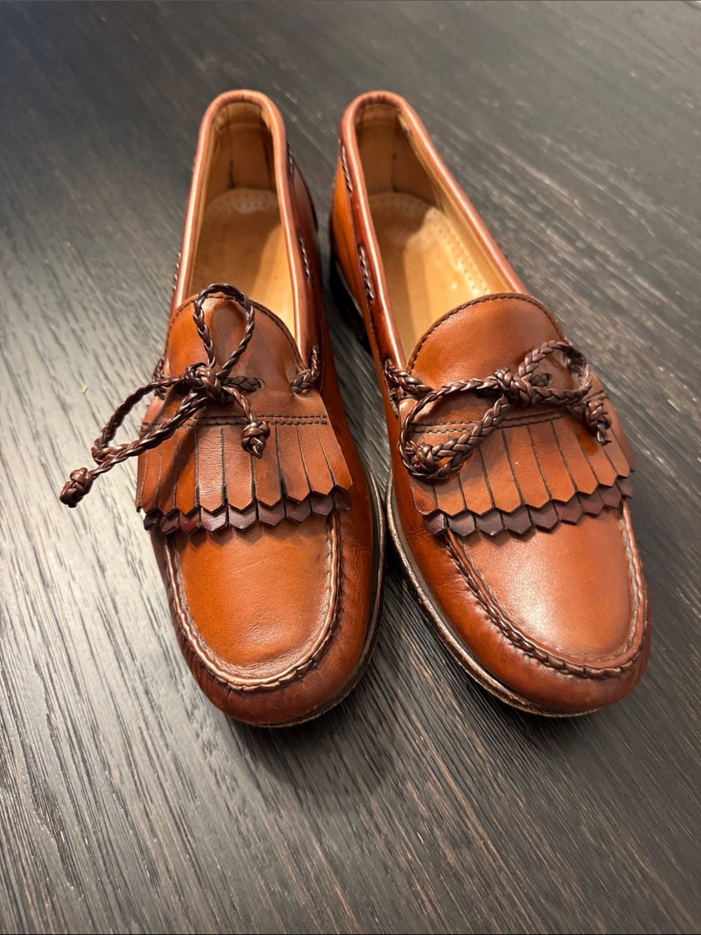Allen Edmonds Chestnut Leather Tassel Kiltie Loafers Size 9 B